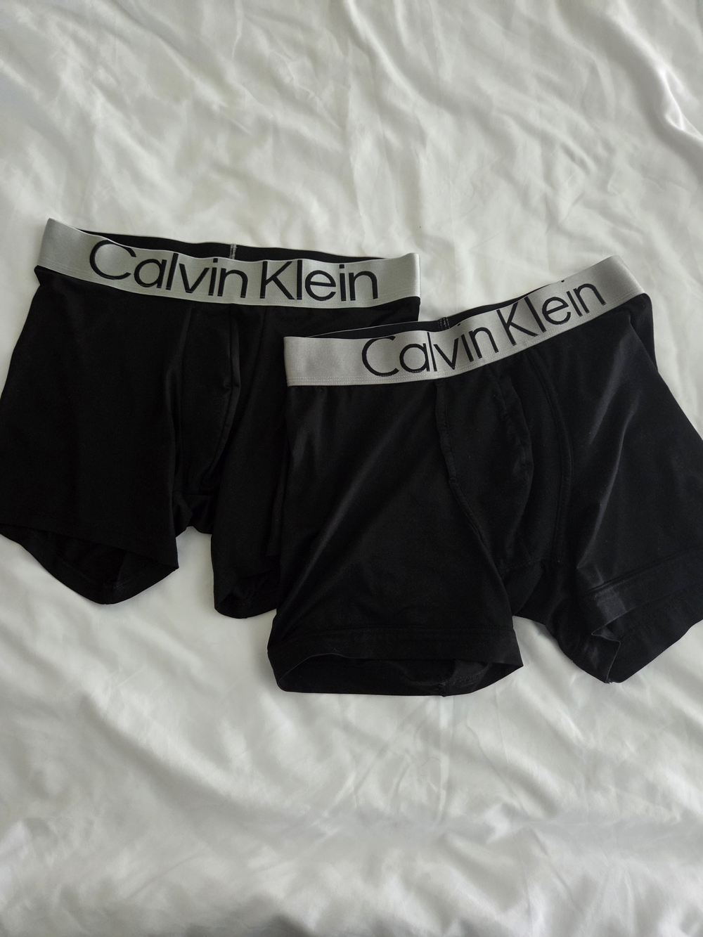 Calvin Klein Black Boxer Briefs with Silver Logo Waistband - 2 Pack